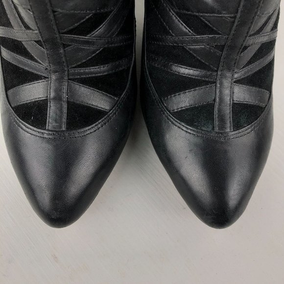 Modern Vintage Women's Size 39 Lil Ro Black Leather Pointed Toe Ankle Booties - Picture 4 of 12
